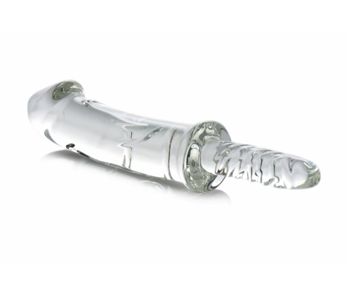 Glas Battle Rammer Borosilicate Glass Intimate Thruster, Ribbed Handle, Clear