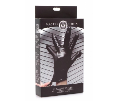 XR Brands Pleasure Poker Multi-Texture Intimate Glove, Black, Universal Size