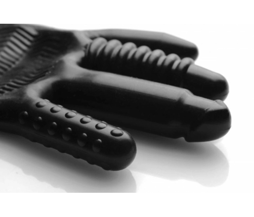 XR Brands Pleasure Poker Multi-Texture Intimate Glove, Black, Universal Size