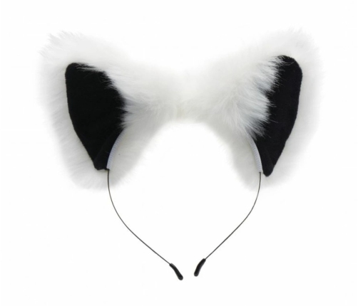 XR Brands White Fox Tail & Ears Costume Set - Soft Faux Fur, Silicone Plug