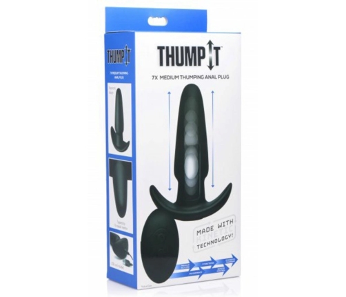 XR Brands Thump-It Silicone Plug Medium with Remote & Kinetic System