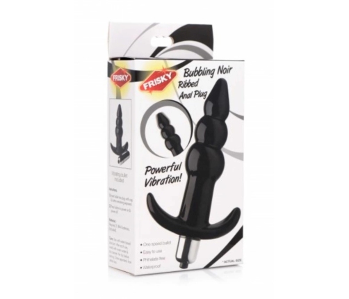 Bubbly Vibrating Plug Black - Multi-Speed, Waterproof, Ribbed Design