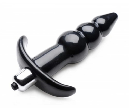 Bubbly Vibrating Plug Black - Multi-Speed, Waterproof, Ribbed Design