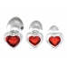 Glas Red Heart Gem Glass Plug Set - 3 Sizes, Decorative Base