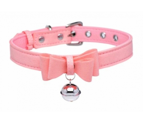 Golden Kitty Adjustable Pink Collar with Bow & Bell - Vegan Material