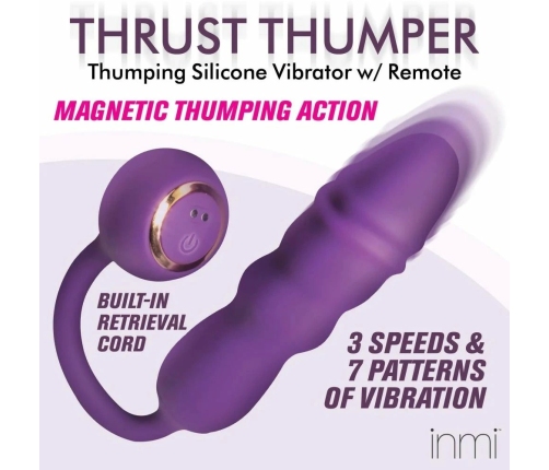 Thru Thumper Silicone Thrusting Device with Wireless Remote, Black