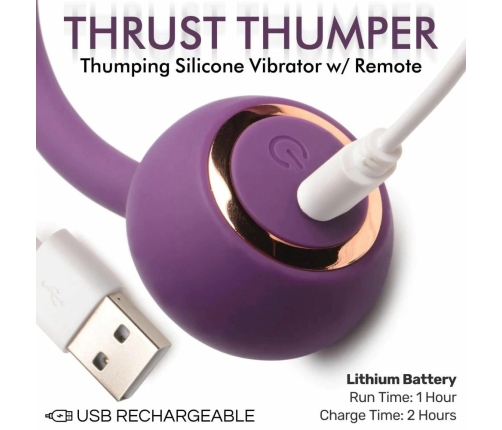 Thru Thumper Silicone Thrusting Device with Wireless Remote, Black