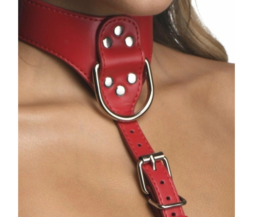 nsnovelties Chest Harness Red - Adjustable Vegan Leather Accessory