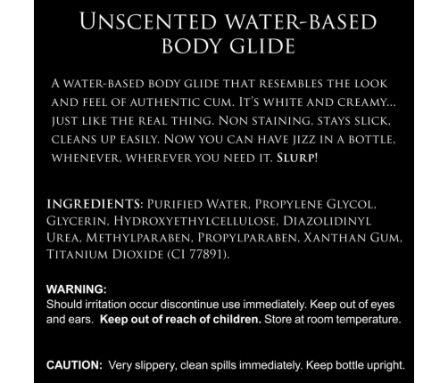 Jizz Body White Water-Based Lubricant 488 ml - Long-Lasting Formula