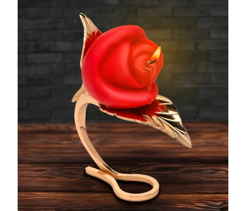 XR Brands Rose Candle with Holder Red - Decorative Soy Wax Set