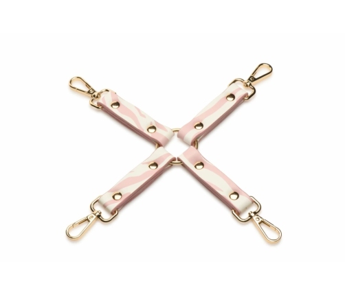 XR Brands Kitty Pink Bondage Set Vegan Leather Gold Accents Adjustable
