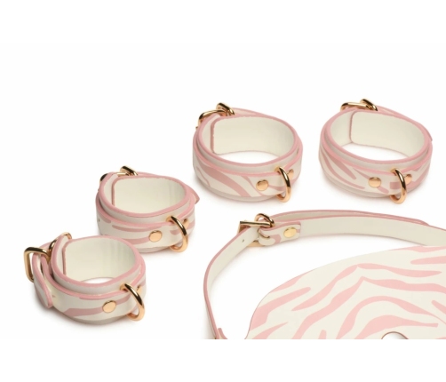 XR Brands Kitty Pink Bondage Set Vegan Leather Gold Accents Adjustable