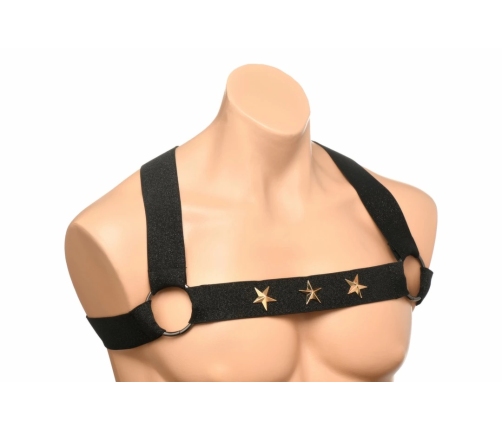 XR Brands Chest Harness & Arm Bands Black Adjustable Set 89-102cm