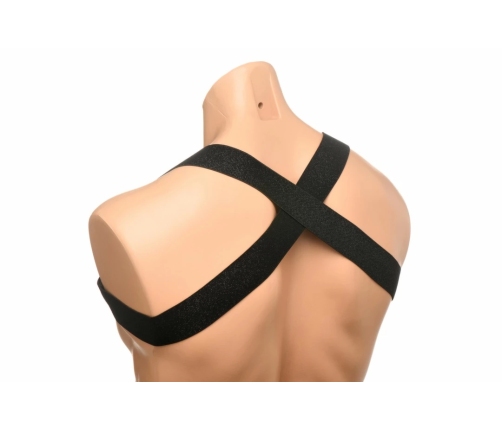 XR Brands Chest Harness & Arm Bands Black Adjustable Set 89-102cm