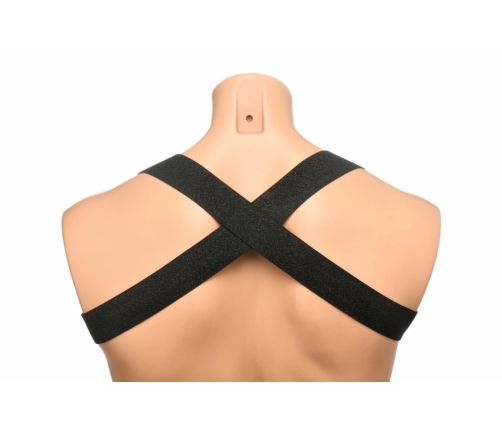 XR Brands Chest Harness & Armbands Black Stretch Adjustable Set