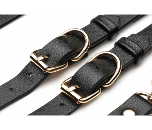 XR Brands Temptress Thigh Harness Black - Adjustable Vegan Leather Set
