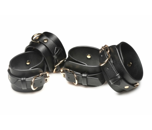 XR Brands Temptress Thigh Harness Black - Adjustable Vegan Leather Set