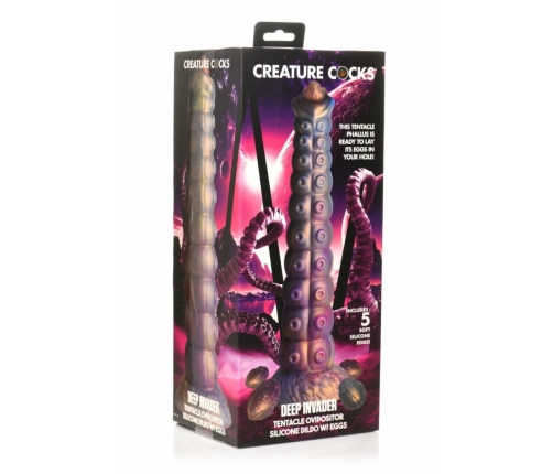 XR Brands Deep Invader Silicone Tentacle with Removable Eggs, Multicolor