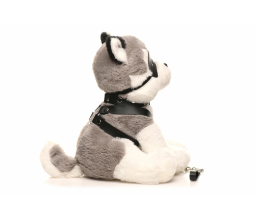 XR Brands Max Plush Dog Grey & White with Harness and Leash Set