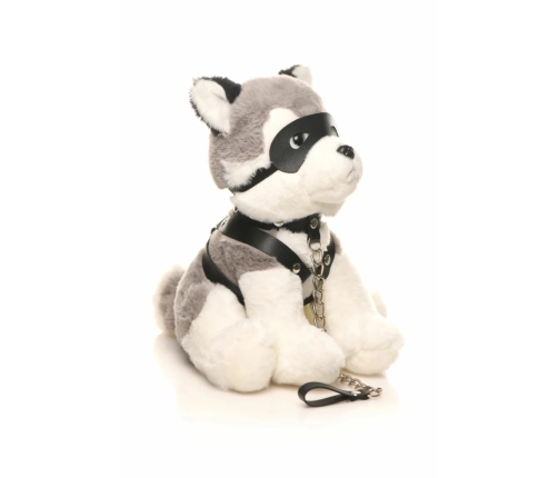 XR Brands Max Plush Dog Grey & White with Harness and Leash Set
