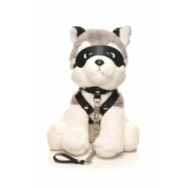 XR Brands Max Plush Dog Grey & White with Harness and Leash Set