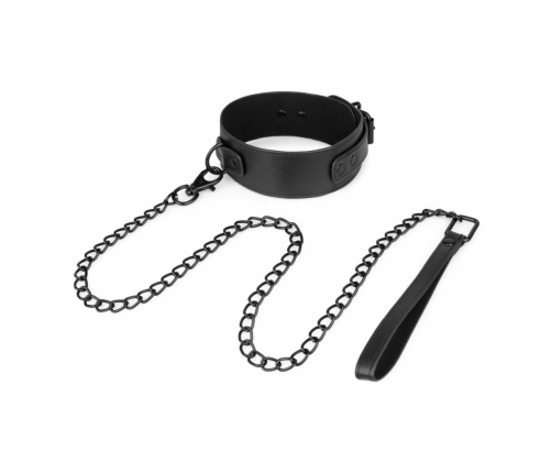 EasyToys Faux Leather Adjustable Collar with Metal Chain Leash 47cm