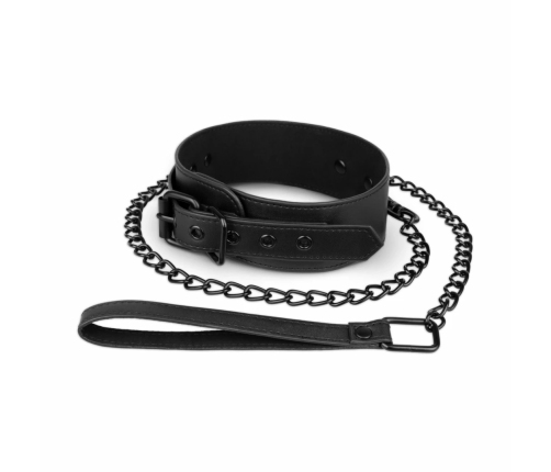 EasyToys Faux Leather Adjustable Collar with Metal Chain Leash 47cm