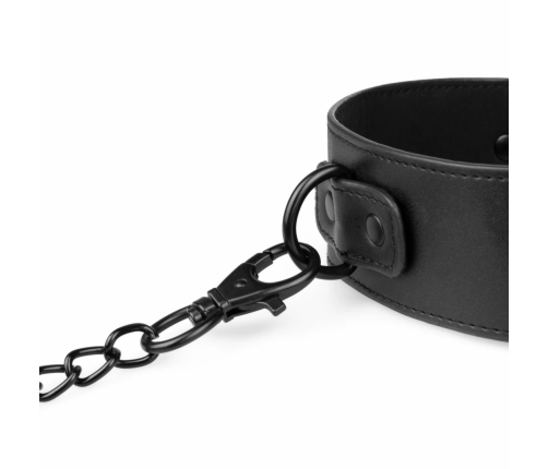 EasyToys Faux Leather Adjustable Collar with Metal Chain Leash 47cm