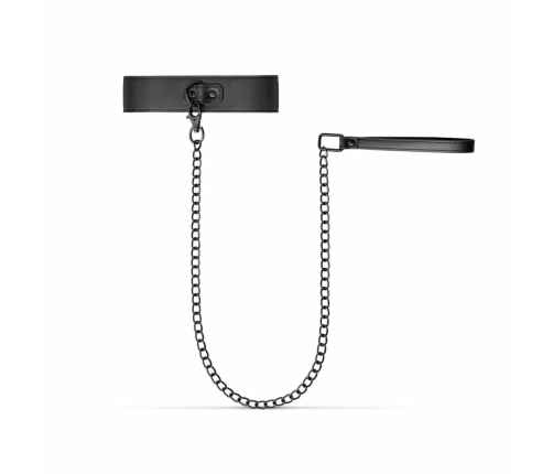 EasyToys Faux Leather Adjustable Collar with Metal Chain Leash 47cm
