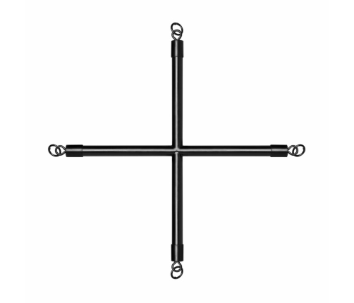 EasyToys Adjustable Restraint Cross Bar with Synthetic Leather Cuffs Black
