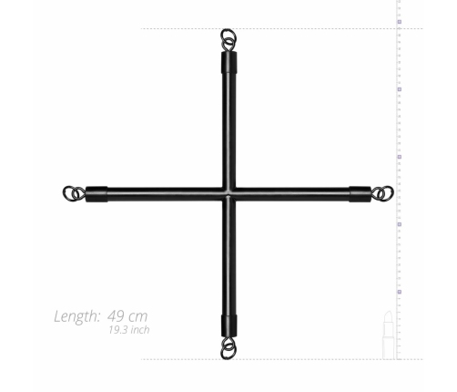 EasyToys Adjustable Restraint Cross Bar with Synthetic Leather Cuffs Black