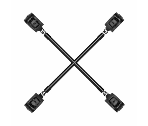 EasyToys Adjustable Restraint Cross Bar with Synthetic Leather Cuffs Black