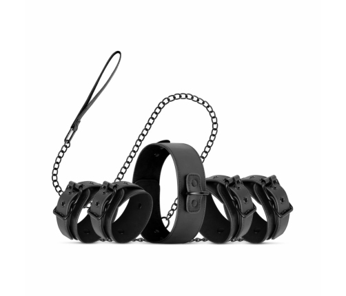 EasyToys Total Restraint Set Black - Adjustable Synthetic Leather Kit