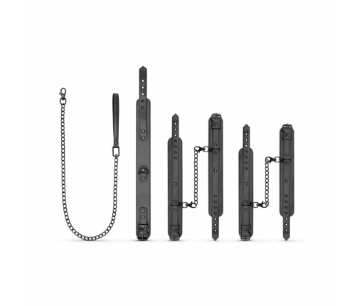 EasyToys Total Restraint Set Black - Adjustable Synthetic Leather Kit