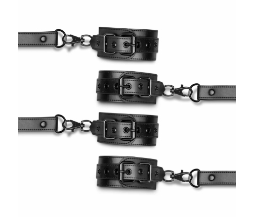 Ouch! Adjustable Faux Leather Hogtie Restraint Set, Black, Universal Size