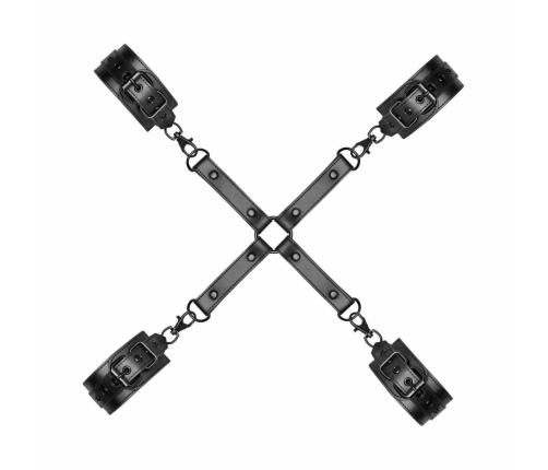 Ouch! Adjustable Faux Leather Hogtie Restraint Set, Black, Universal Size