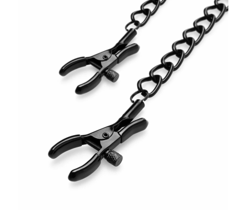 EasyToys Adjustable Nipple Clamps Black with Metal Chain System