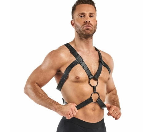 Rocco Bondage Adjustable Faux Leather Harness Black - Unisex Fit