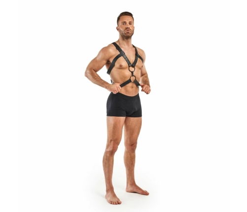 Rocco Bondage Adjustable Faux Leather Harness Black - Unisex Fit