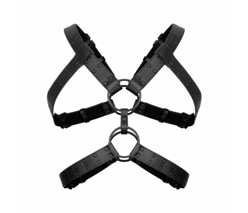 Rocco Bondage Adjustable Faux Leather Harness Black - Unisex Fit