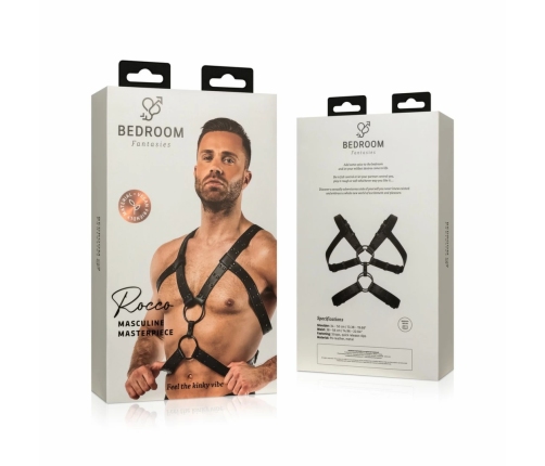 Rocco Bondage Adjustable Faux Leather Harness Black - Unisex Fit