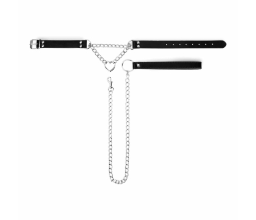 Bedroom Fantasies Silver Collar & Chain Set with Heart Accent