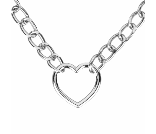 Bedroom Fantasies Silver Collar & Chain Set with Heart Accent