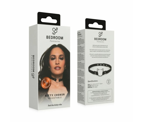Bedroom Fantasies Kitty Choker Black Faux Leather Adjustable Collar