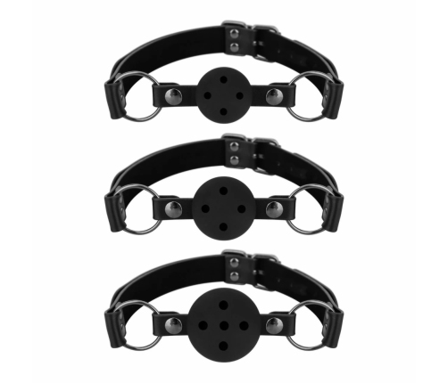 Bedroom Fantasies Adjustable Ball Gag Set 3-Pack Black - Breathable Design