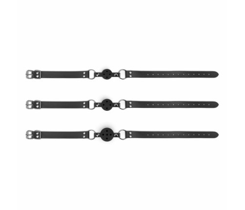Bedroom Fantasies Adjustable Ball Gag Set 3-Pack Black - Breathable Design