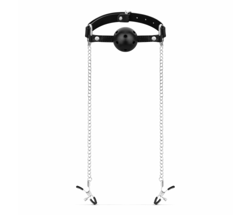 Bedroom Fantasies Adjustable Ball Gag & Silicone Nipple Clamp Set Black