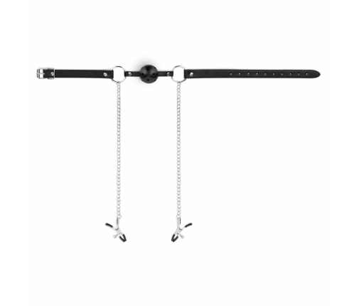 Bedroom Fantasies Adjustable Ball Gag & Silicone Nipple Clamp Set Black