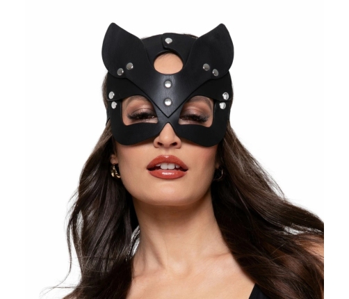 Bedroom Fantasies Kinky Kitty Leather Mask Black Adjustable Fit