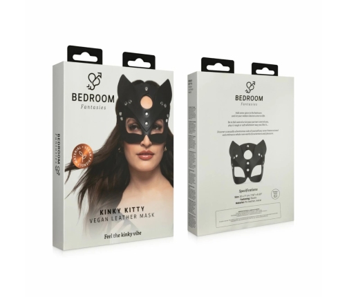 Bedroom Fantasies Kinky Kitty Leather Mask Black Adjustable Fit